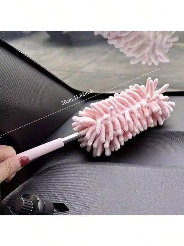 Extendable Car Wash Brush, Soft Microfiber Material, Pink, Multi-Purpose Interior & Exterior Cleaning Brush