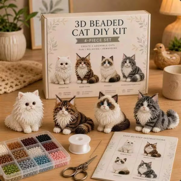 Y664 Adult And Teenager Animal Beading Kit, Cute 3D Animal Beading DIY Set, Includes Colorful Beads And Instructions, For Creative Jewelry Art Projects