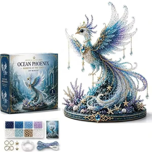 Mythical Ocean DIY Bead Kit For Beginners, 3D Beaded Animal Making Kit With Instructions, 8 Unique Sea Animal Designs With Glass Beads And Pattern Guide, Underwater Bead Embroidery Set